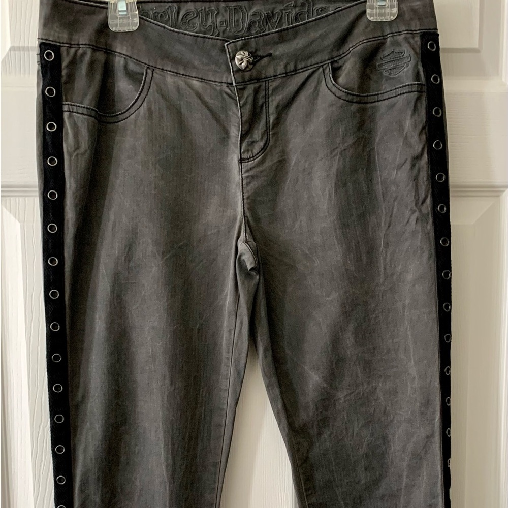 Harley Davidson Pants Grey with black trim size 10
